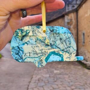 vintage map design caravan ornament